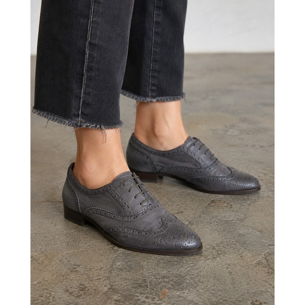 Marc Jacobs Collection Oxford Shoes Women 38 Gray Leather Brogue Wingtip Italy